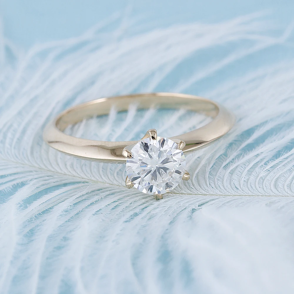 Классическое Обручальное Кольцо Transgems для женщин центр 1ct 6 5 мм F цвет Moissanite Diamond 14K