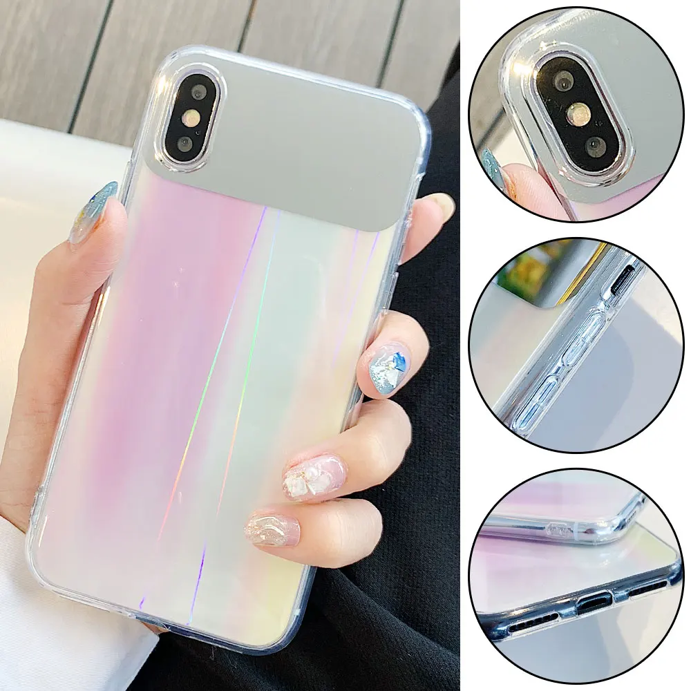 KISSCASE Аврора макияж зеркальный чехол для телефона iPhone X XS MAX XR 7 Plus радужные Чехлы 8 6
