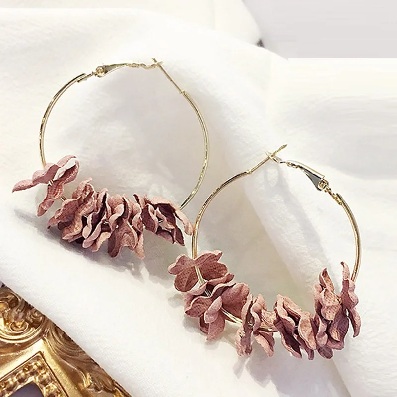 Новые модные красные розовые синие серьги в форме цветка обручи богемные