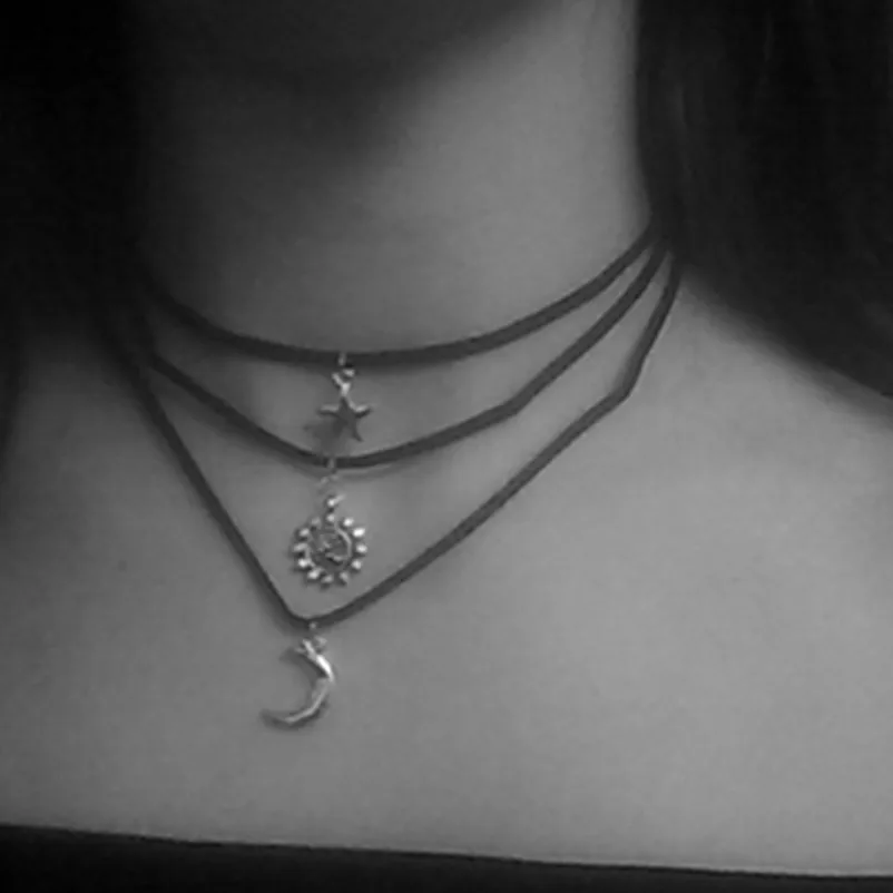 Новый несколько слоев бархатный костюм из 3 предметов луна звезды солнце колье