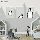Плакаты и принты для детской комнаты, в скандинавском стиле, настенные картины для детской комнаты, настенная с пингвином, Художественная печать на холсте