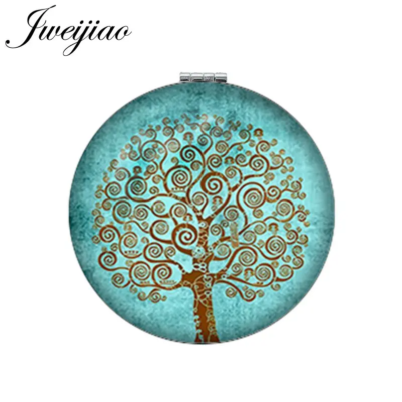 C205 JWEIJIAO Gree Life Tree золотой лист круглое зеркало для макияжа Мини складное компактное карманное зеркало портативное 1X/2X увеличительное - Цвет: C205