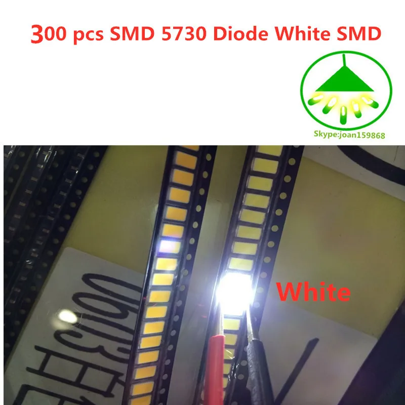 300 шт. SMD 5730 белый диод 0 5 Вт светодиодный 5630 6000k 6500k супер яркий чип 5730SMD мА PCB SMT