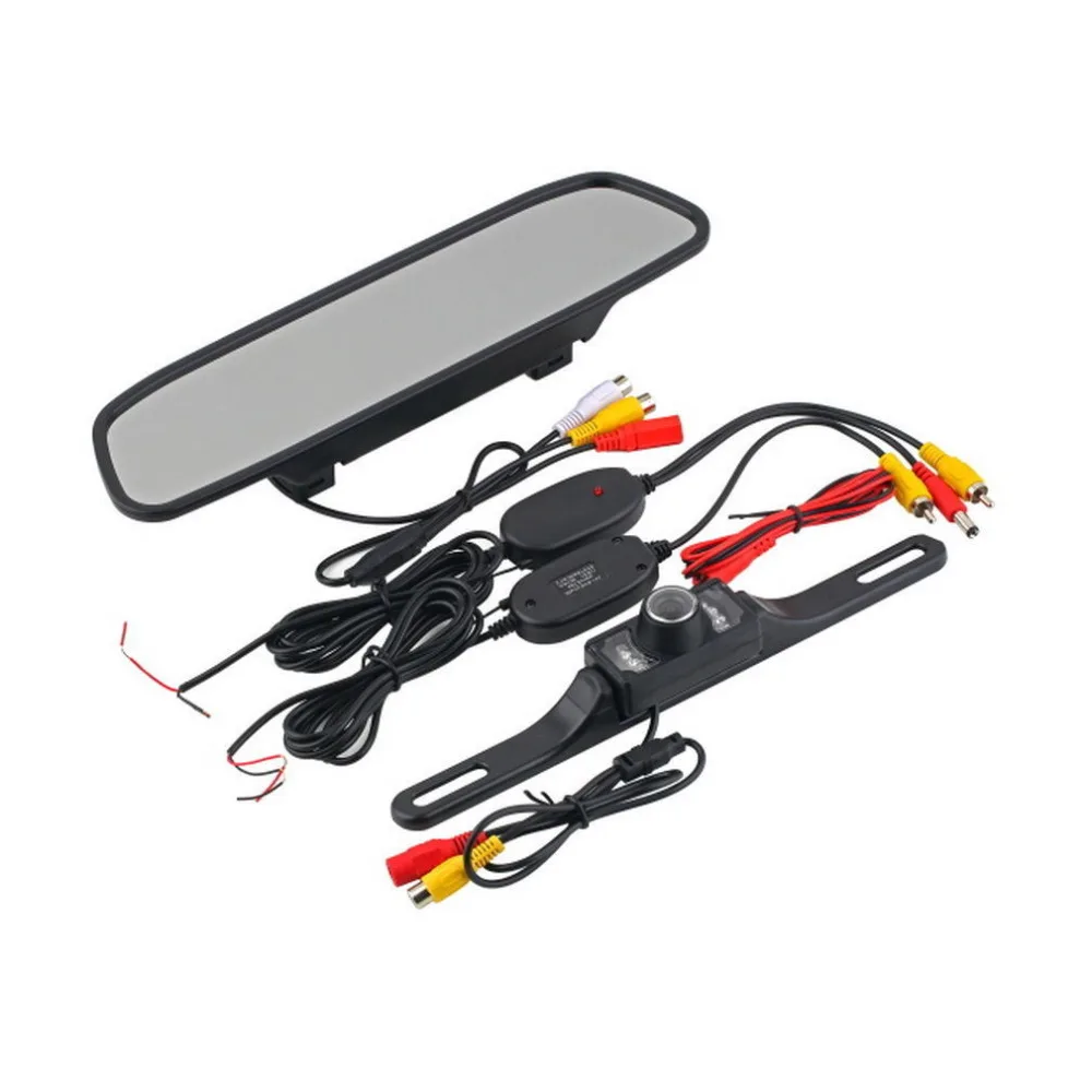 

AMPrime Wireless Reverse Car Rear View Camera HD Video Parking LED Night Vision CCD Waterproof + 4.3"TFT Rearview Mirror Monitor