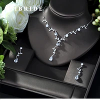 hibride 2019 new wedding costume accessories cubic zircon crystal bridal earrings and rhinestone necklace jewelry sets for bride