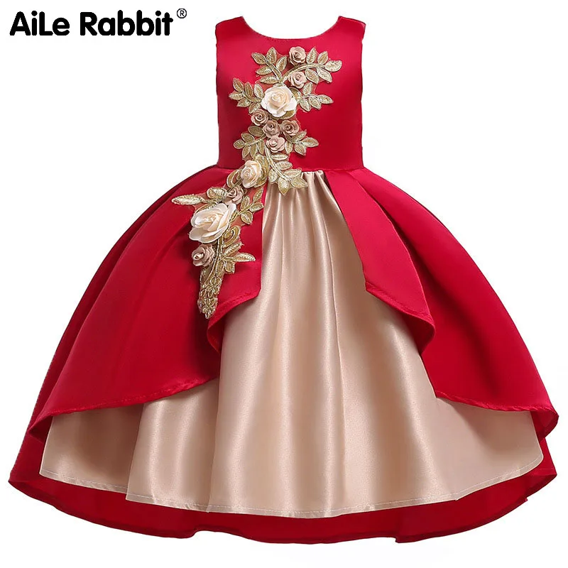 AiLe Rabbit/платье для девочек с перекрещивающимися краями детское рождественское