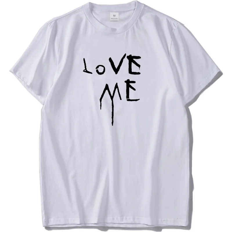 Хип хоп Футболка Love Me одежда для прогулок классный Мужская футболка черного