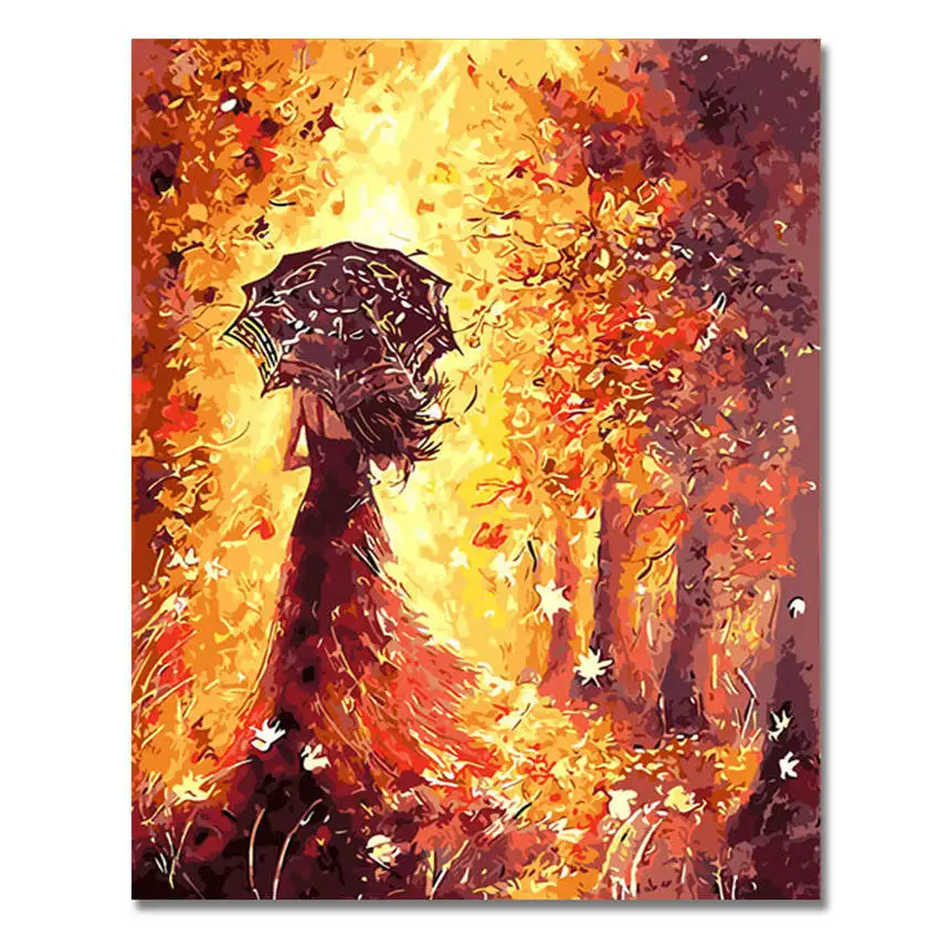 woman painting 4 Раскраска по номерам, краска по номерам, картина, собака, живопись, каллиграфия - Цвет: woman painting 4