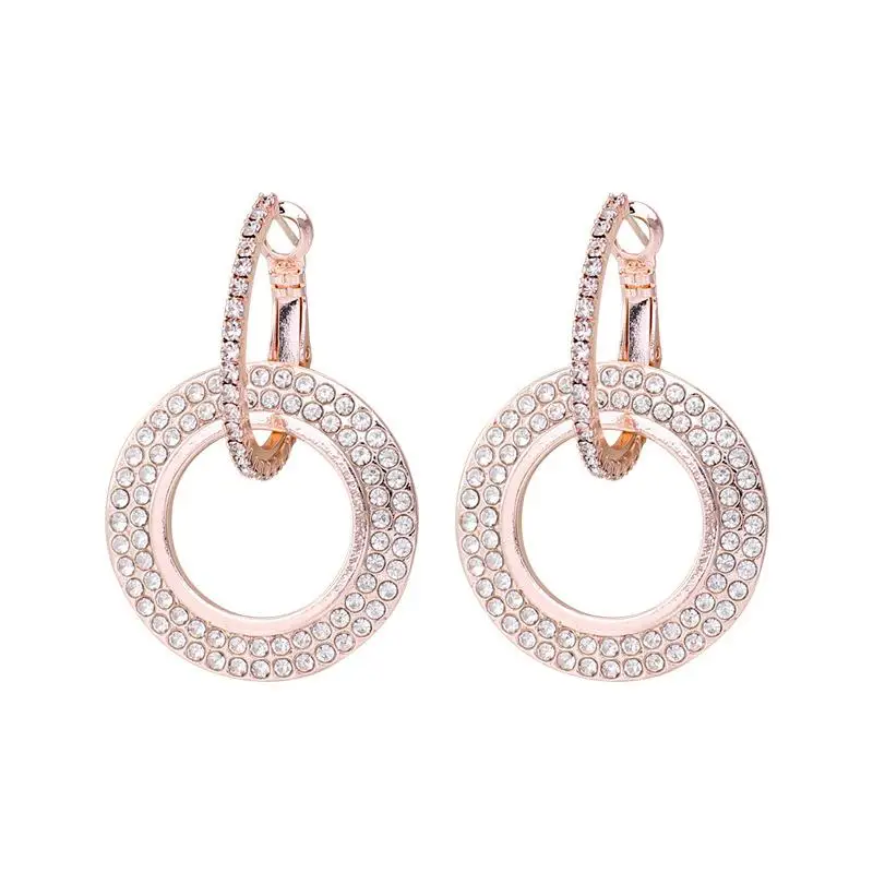Rose gold Дизайн креативные ювелирные изделия высококачественные элегантные Кристальные сережки круглые золотые и серебряные серьги на свадебную вечеринку для - Окраска металла: Rose gold