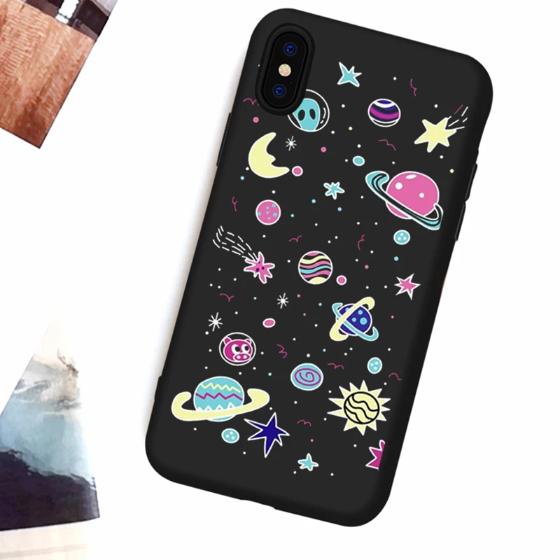 Чехол для iPhone 6 6S Plus X XR 5 SE Space черный чехол 8 7 | Мобильные телефоны и аксессуары