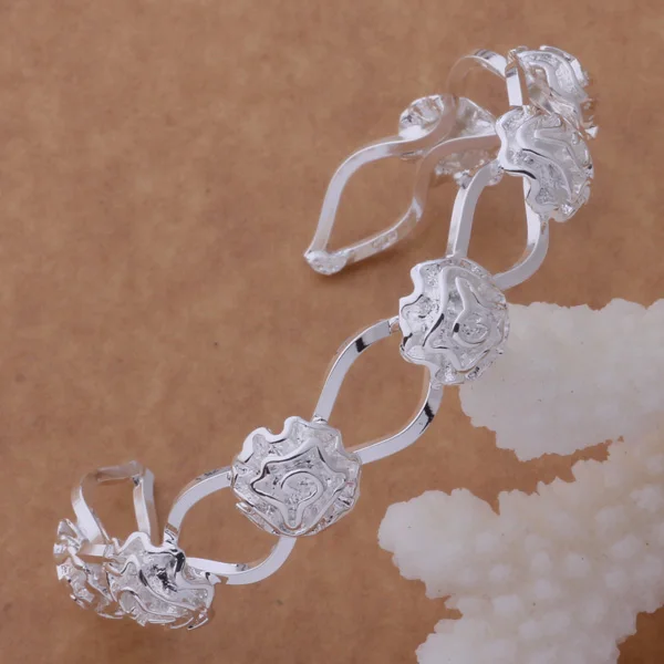 2016 Серебряные ювелирные изделия Роза открытие браслет моды для дам партии Юбилей