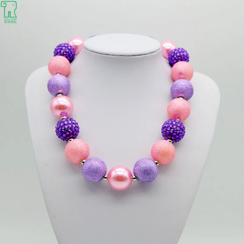 

5PCS Kids Girls Beaded Necklace Chunky Bubblegum Wrinkles Beads Necklace New Fashion Children Best Friends Gift Jewelry