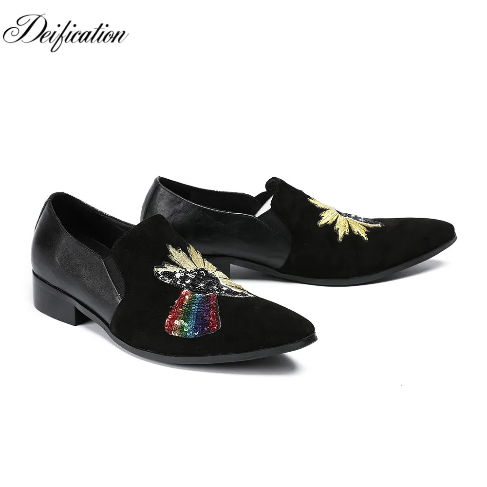 

Deification Luxury Design Mocasines Hombre Elegant Sequins Studded Mens Suede Loafers Casual Driving Shoes Plus Big Size 38-46