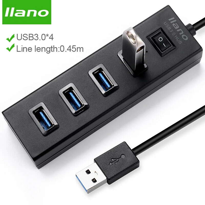 Llano usb хаб 3 0 внешний 4 портовый USB разветвитель для iMac аксессуары ноутбуков мульти