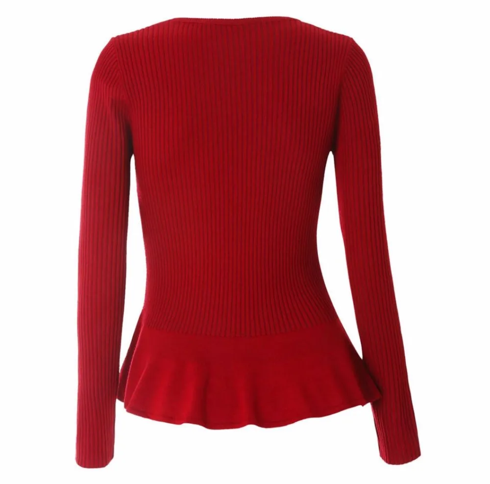 WayToIan/Лидер продаж свитер с круглым вырезом модный однотонный вязаный длинными