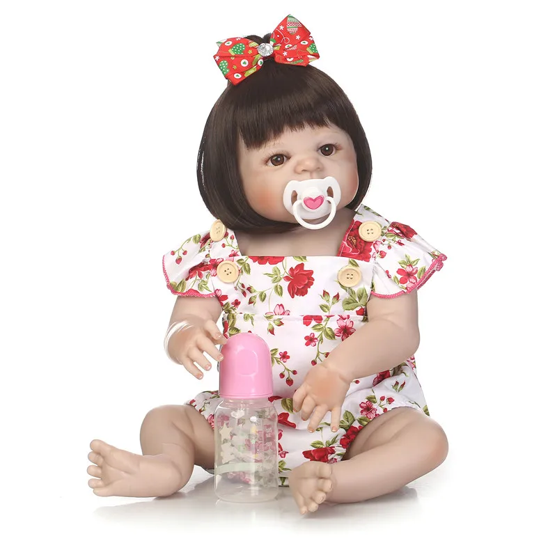 

Lifelike Silicone Reborn Baby Menina Alive 23'' Newborn Baby Dolls Full Vinyl body Wear bebe Infant Clothes Truly Kids Playmates