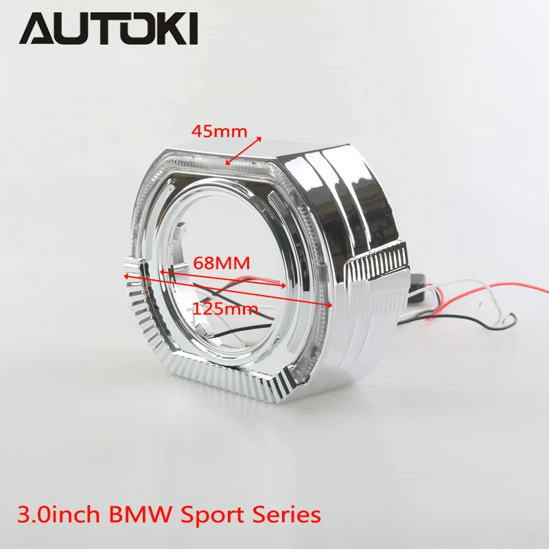 AUTOKI, новинка, спортивный, светодиодный, ангельские глазки+ би ксеноновые линзы, проектор, головной светильник для автомобиля, модифицированный, дневной, ходовой светильник 2,5/3,0 H4 H7