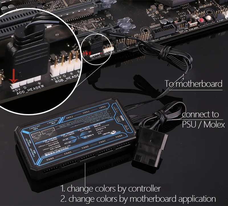 BYKSKI RBW контроллер используется для блока 5 в RGB светодиодные ленты светильник/поддержка подключения к 5 В GND 3PIN разъем в материнской плате только для Bykski