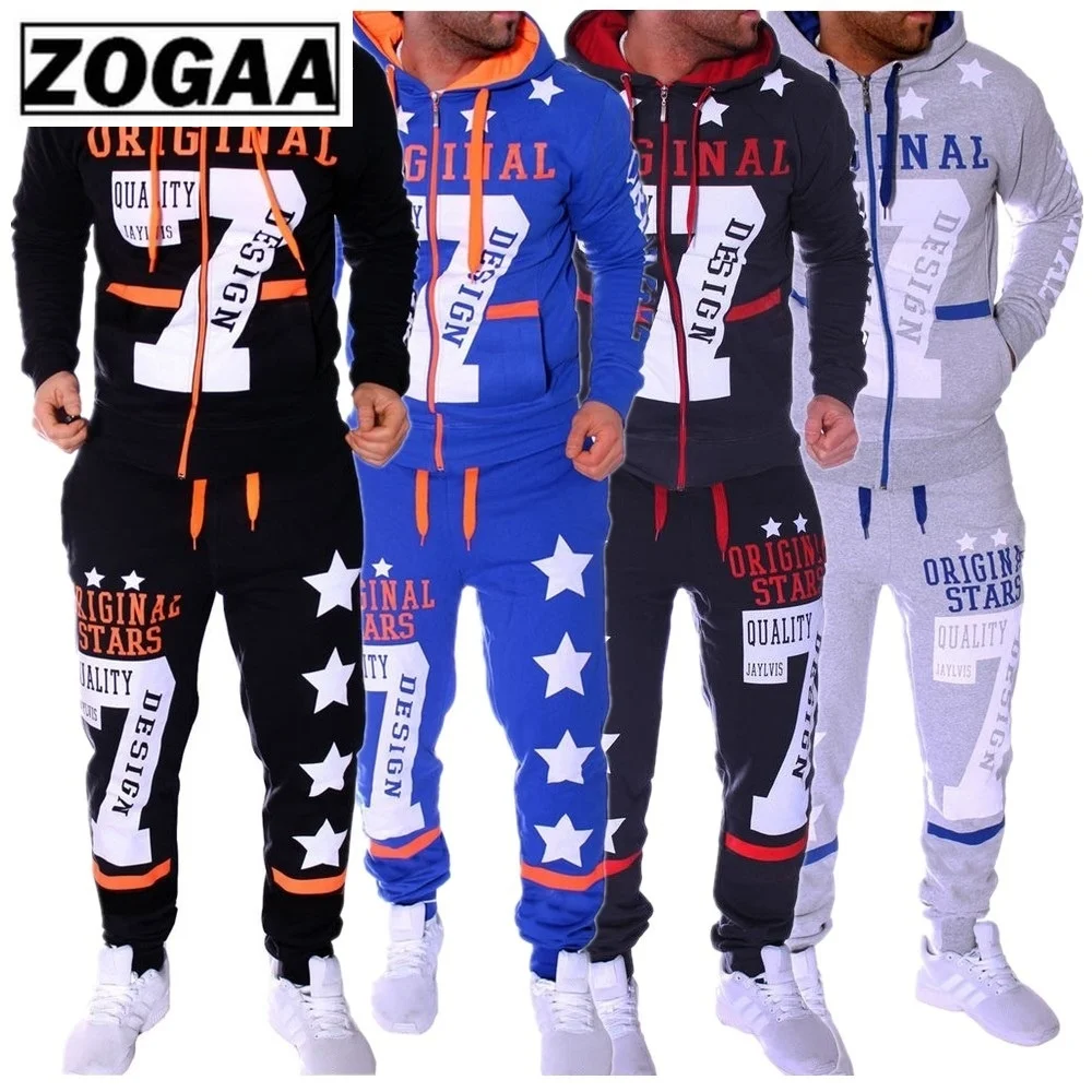 Мужской спортивный костюм ZOGAA Модный комплект из 2 предметов с капюшоном свитер