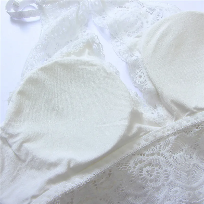 Sexy Lingerie Hot Lace Halter Bralette 3/4 Cup Women's Underwear Comfortable Wireless Bra Female Tops | Женская одежда