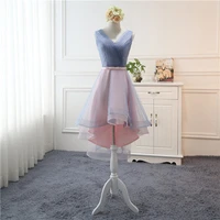beauty emily tulle pink bridesmaid dresses 2020 short v neck lace wedding party gown formal dress robe de soiree