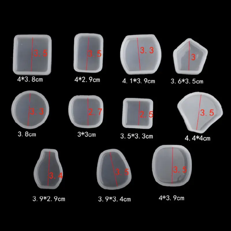 

14 Pcs/set Mirror Crystal Epoxy DIY Geometric Triangle Square Jewelry Tools Decorative Handmade Pendant Silicone Mold