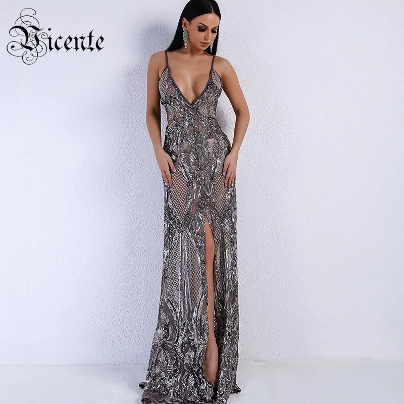 Лидер продаж Модное Длинное Платье макси с блестками Новинка 2020 года сексуальное