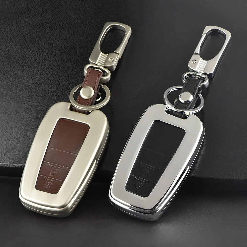 Цинковый сплав + кожаный чехол ключа дистанционного управления автомобилем для