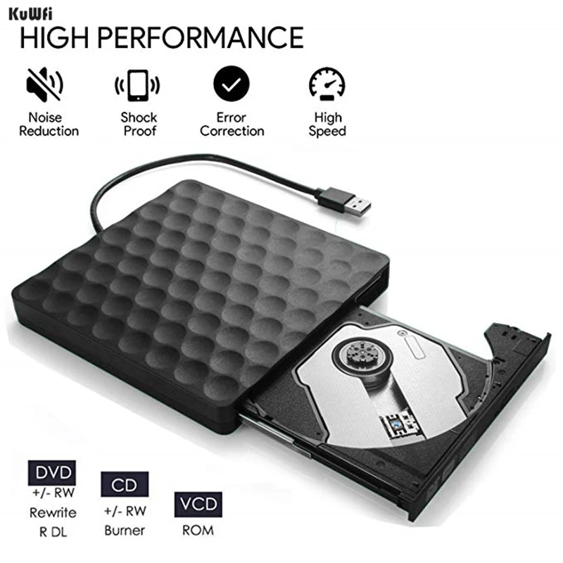 KuWFi ультра тонкий USB 3 0 внешний CD DVD RW привод Встроенная память записывающийся 5