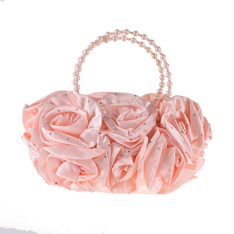 Японская большая вечерняя сумка с цветочным принтом Женская атласная через