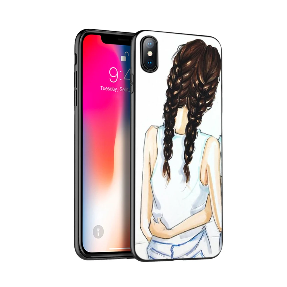 Чехол из ТПУ для iphone 5 черный чехол 6 6s 7 8 plus x 10 XR XS 11 pro MAX девочек брунет блондинка