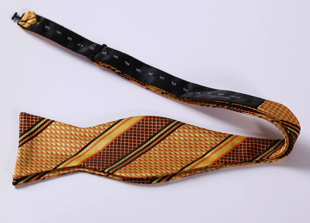 Мужской шелковые галстуки-бабочки BS414NS оранжево-желтый в полоску | Аксессуары для