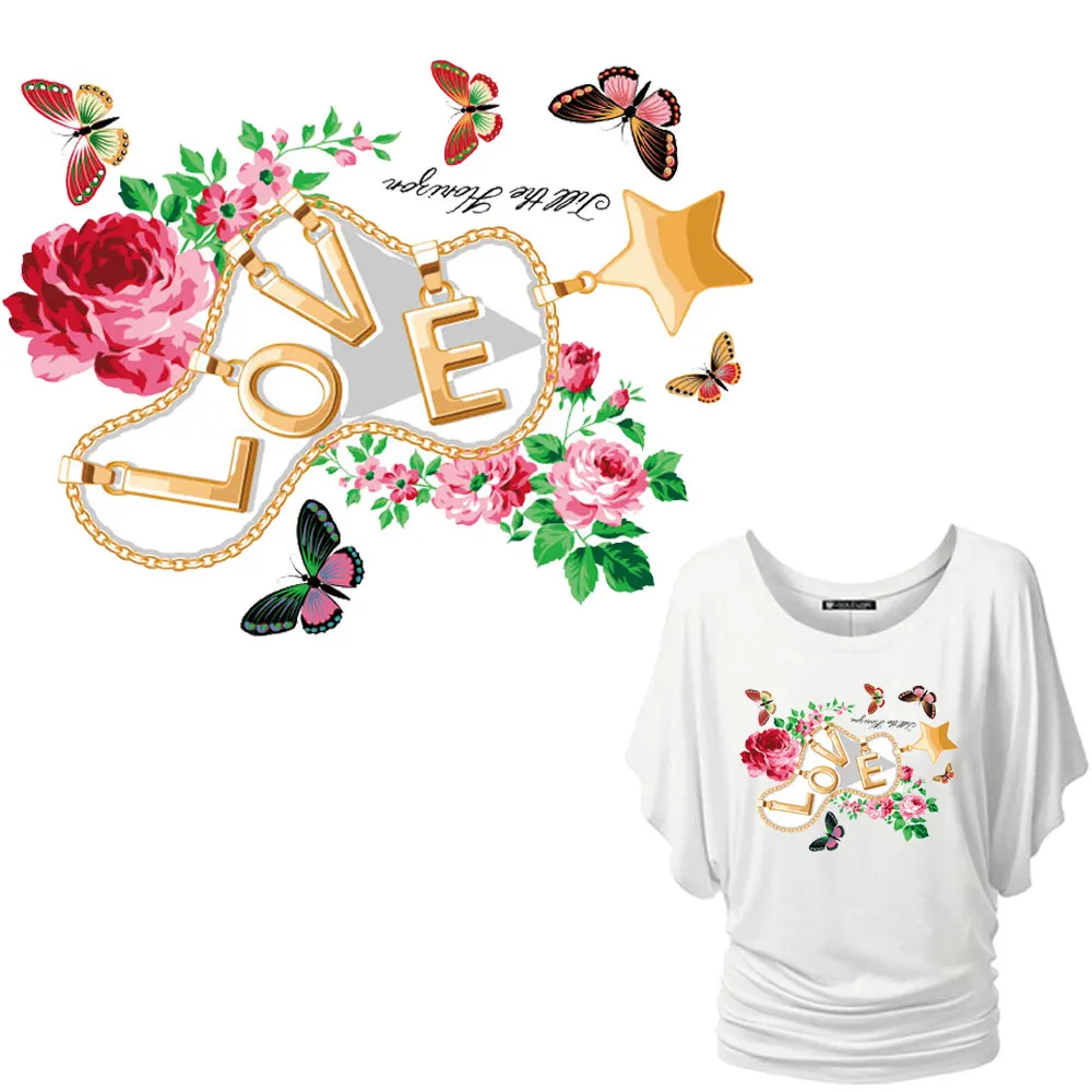 Красивые нашивки в виде бабочек и цветов термотрансферные наклейки быстрое