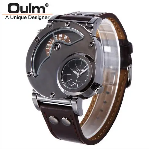OULM смотреть Человек Повседневные часы лучший бренд класса люкс кожаный ремешок