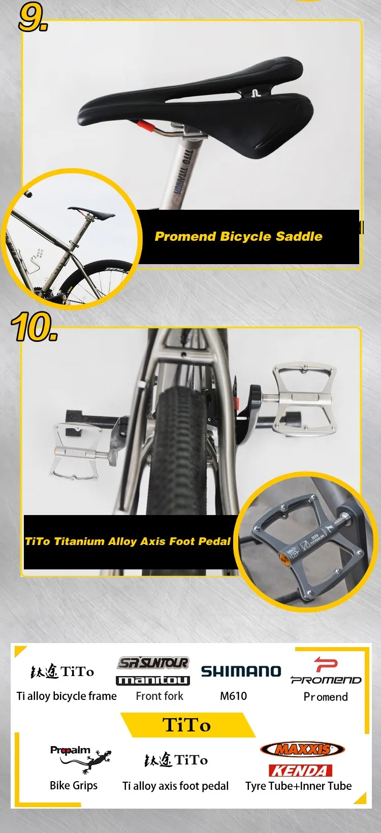 TiTo титановый сплав MTB велосипед 26 27,5 колесная M610 костюмы 30 скоростей Сверхлегкий 11,93 кг титановый велосипед