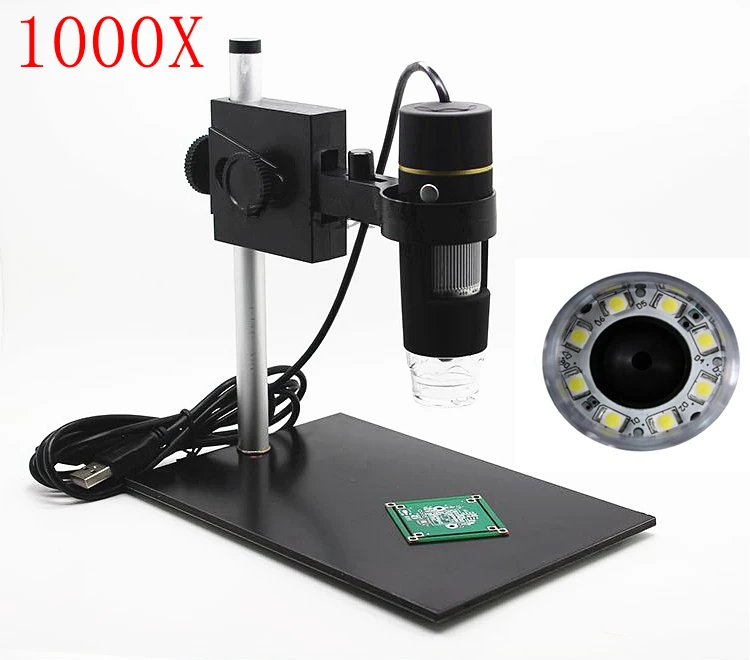 New Portable USB 1000X 2MP Digital Microscope Endoscope Magnifier Camera Black Phnom Penh + universal bracket | Инструменты