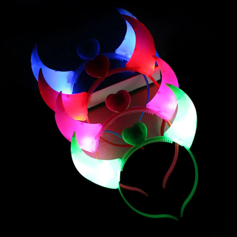 Glowing LED Flashing Horns Headwear Toys Luminous Headband Linghted Kids Toy Glow Party Hair home decor birthday|Сверкающие товары