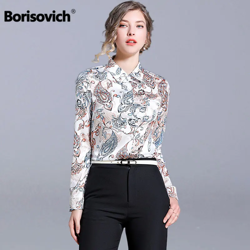 Женская Офисная рубашка Borisovich элегантная повседневная с отложным воротником и