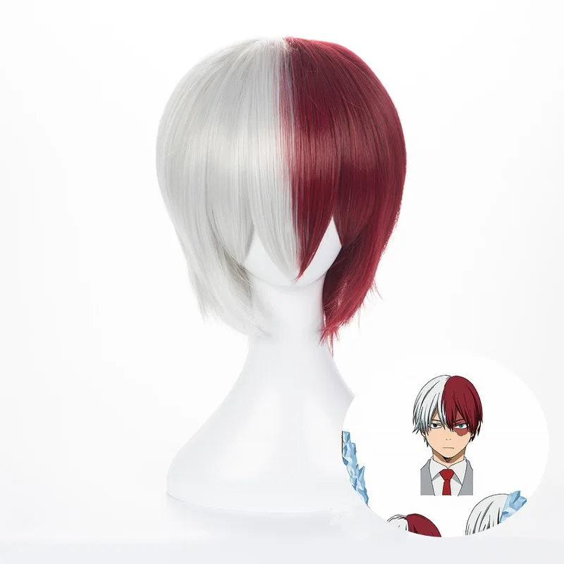 Мой герой Академии Boku без Хиро академия todoroki шото серый и красный Косплэй парик