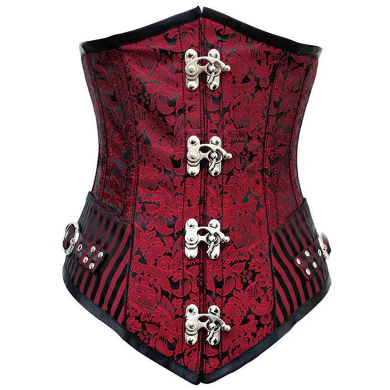 Для женщин ретро парчовый Готический Сталь костей Бюстье корсет в стиле стимпанк