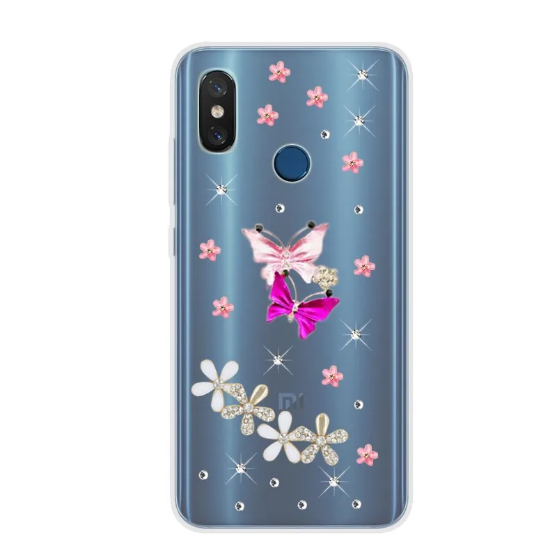 Прозрачный силиконовый чехол со стразами для Xiaomi Mi 9T 8 lite A3 PocoPhone F1 4X Redmi 9 Note 7 6 Pro