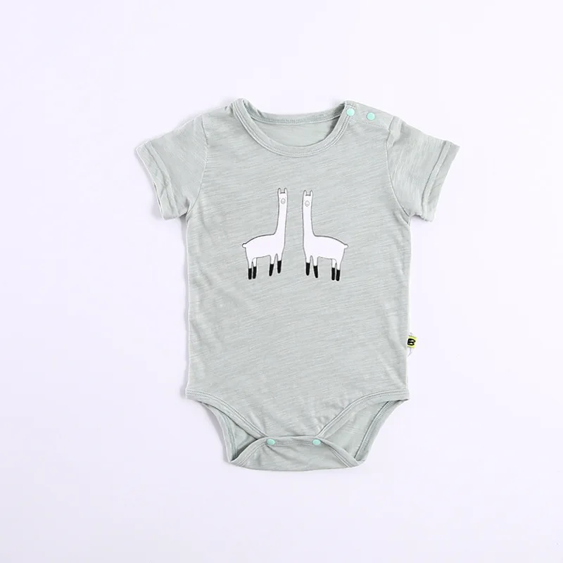 Gray Одежда для новорожденных; летняя одежда для малышей; боди с короткими рукавами с милым принтом аниамл; боди для девочек и мальчиков; милый костюм для малышей - Цвет: Gray