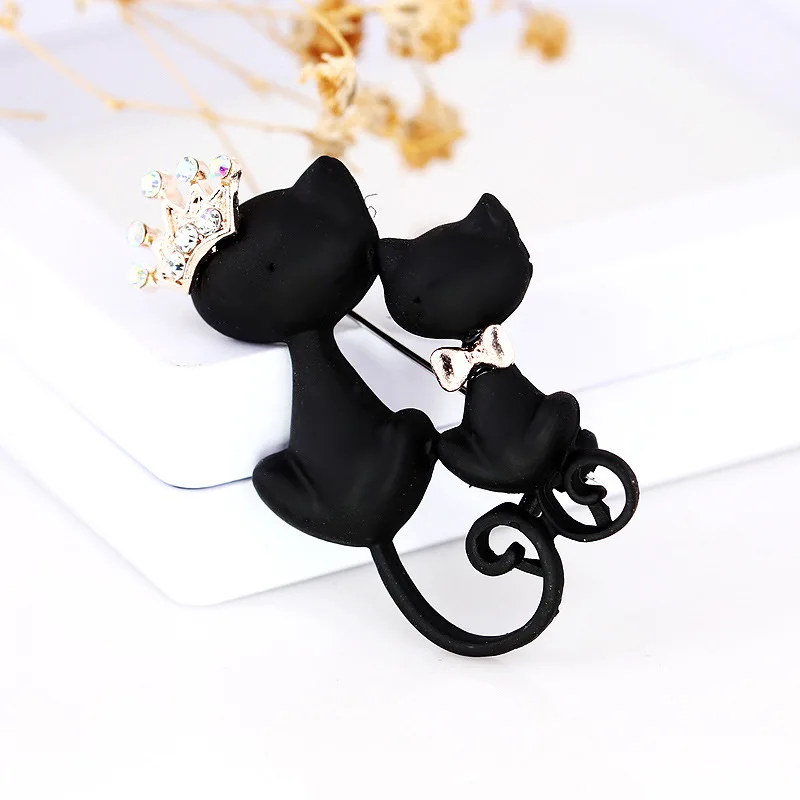 RHao черные броши для мамы дочки кошек кристалл Корона королева корсаж хиджаб