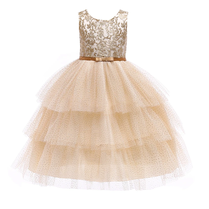 Embroidery Princess Dress Flower Girls Wedding Bridesmaid Dresses for Kids Tulle Cake Ball Gown Birthday Party Gress | Детская одежда и