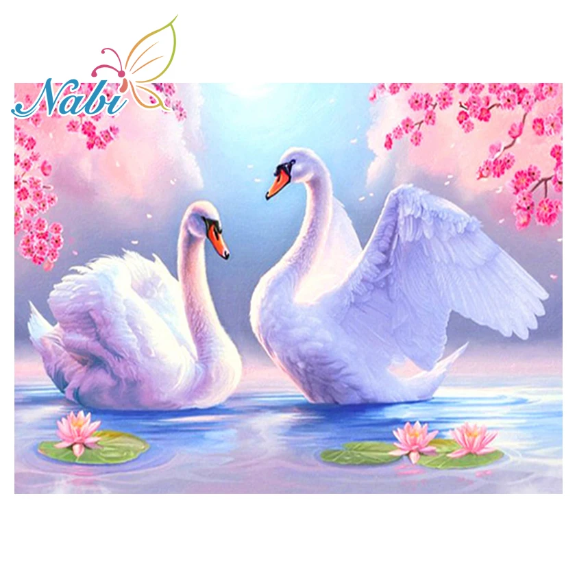 Nabi 5D DIY алмазная живопись Вышивка Лебедь рисунок стразами рукоделие подарок