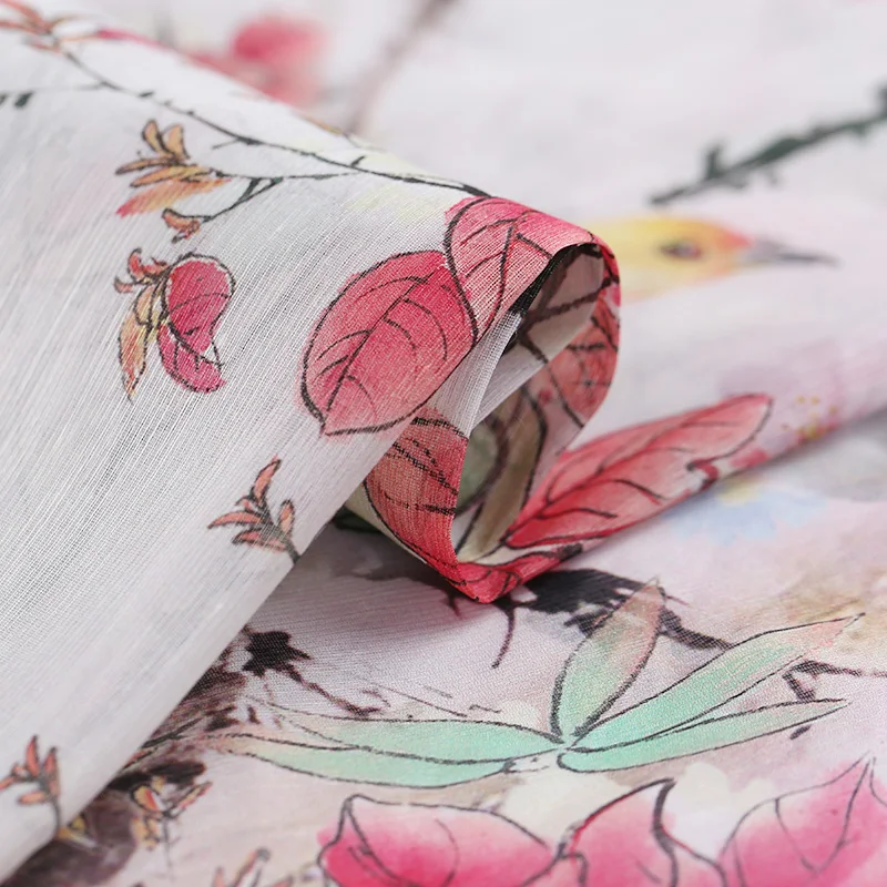 Wide digital printing silk linen fabric breathable chinese natural wholesale cloth | Дом и сад