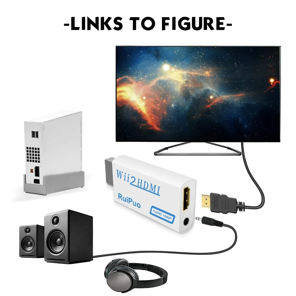 Для wii HDMI совместимый адаптер Wii2HDMI с 3 5 мм аудио и видеовыходом автоматический