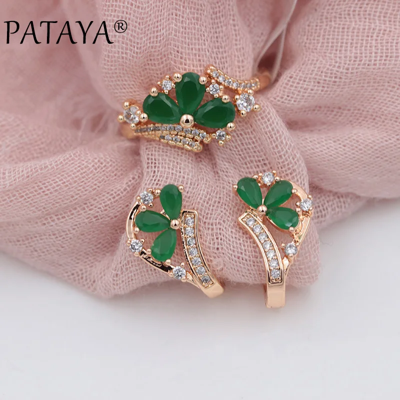 Серьги подвески PATAYA с натуральным цирконом из розового золота 585 пробы|Ювелирные