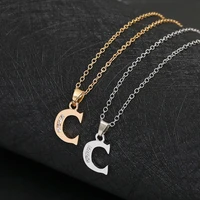 gift america 26 english word letter c family name sign pendant necklace tiny usa alphabet name initial letter monogram charm