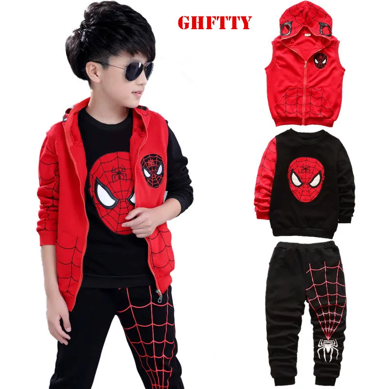 Одежда для маленьких мальчиков осенне-зимний хлопковый костюм Человека-паука из